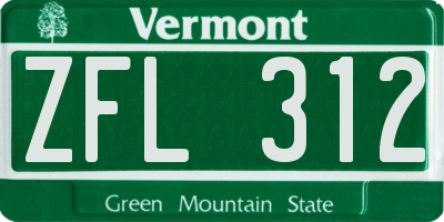 VT license plate ZFL312