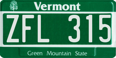VT license plate ZFL315
