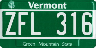 VT license plate ZFL316