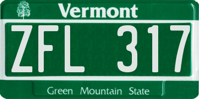 VT license plate ZFL317