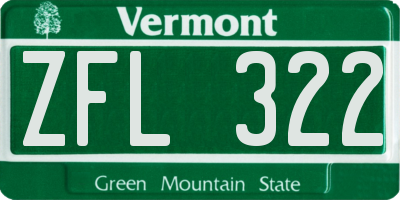 VT license plate ZFL322