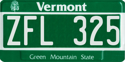 VT license plate ZFL325