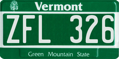 VT license plate ZFL326