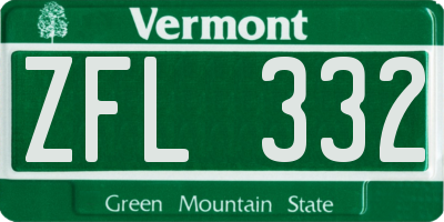 VT license plate ZFL332