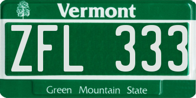 VT license plate ZFL333