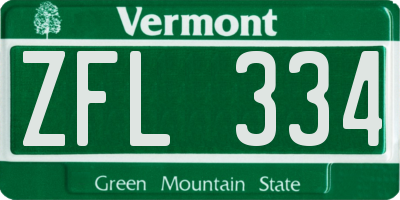 VT license plate ZFL334