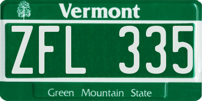 VT license plate ZFL335