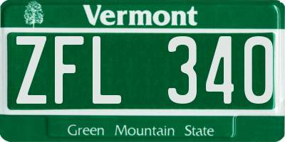 VT license plate ZFL340