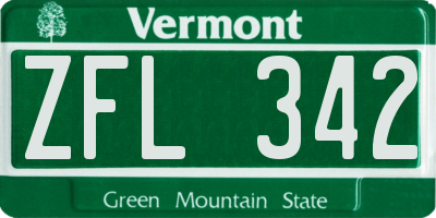 VT license plate ZFL342