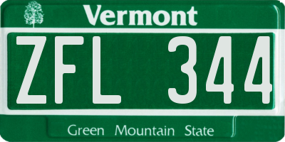 VT license plate ZFL344