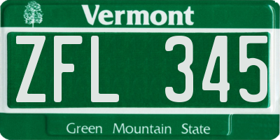 VT license plate ZFL345
