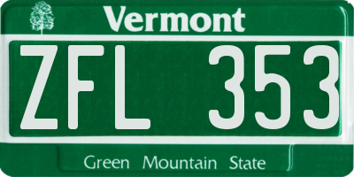 VT license plate ZFL353