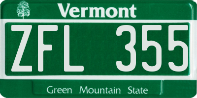 VT license plate ZFL355