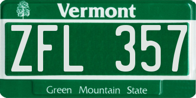 VT license plate ZFL357