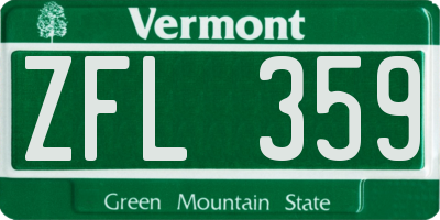 VT license plate ZFL359