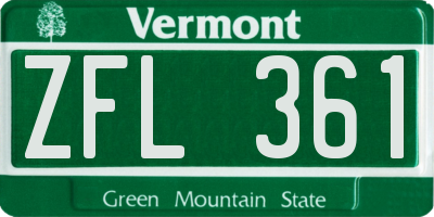 VT license plate ZFL361