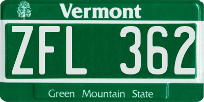 VT license plate ZFL362