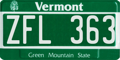 VT license plate ZFL363