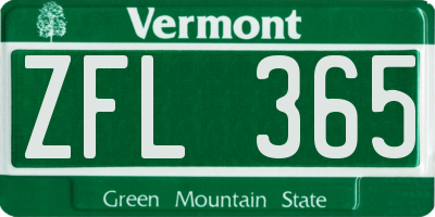 VT license plate ZFL365