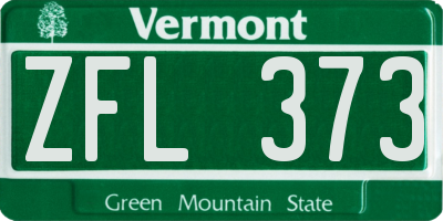 VT license plate ZFL373