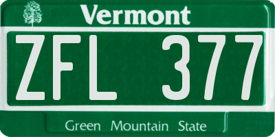 VT license plate ZFL377