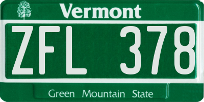 VT license plate ZFL378