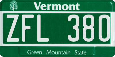 VT license plate ZFL380