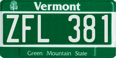 VT license plate ZFL381