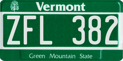 VT license plate ZFL382
