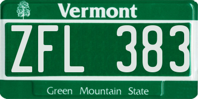 VT license plate ZFL383