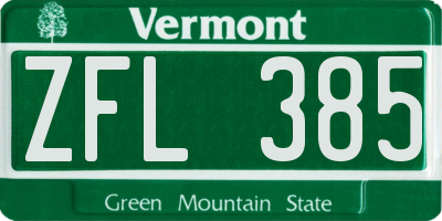 VT license plate ZFL385