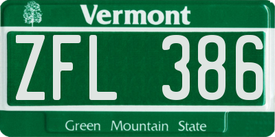 VT license plate ZFL386