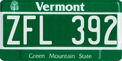 VT license plate ZFL392