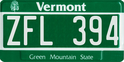 VT license plate ZFL394