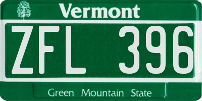 VT license plate ZFL396