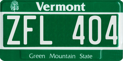 VT license plate ZFL404