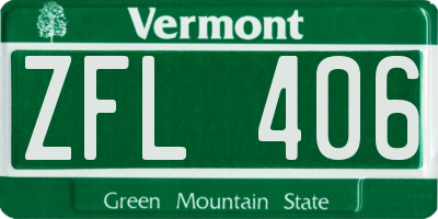 VT license plate ZFL406