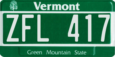 VT license plate ZFL417