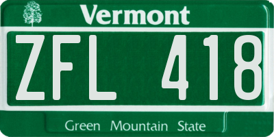 VT license plate ZFL418