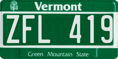 VT license plate ZFL419
