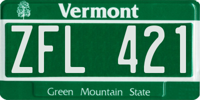 VT license plate ZFL421