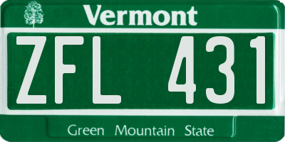 VT license plate ZFL431