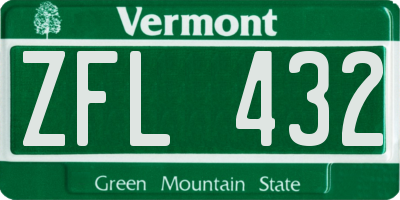VT license plate ZFL432