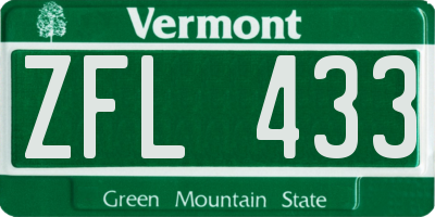 VT license plate ZFL433