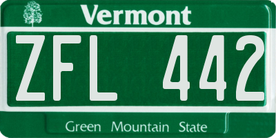 VT license plate ZFL442