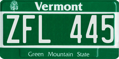 VT license plate ZFL445