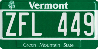 VT license plate ZFL449