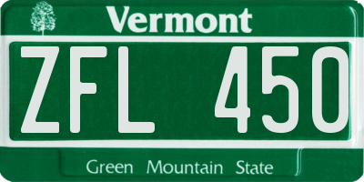 VT license plate ZFL450
