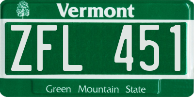 VT license plate ZFL451