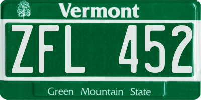 VT license plate ZFL452